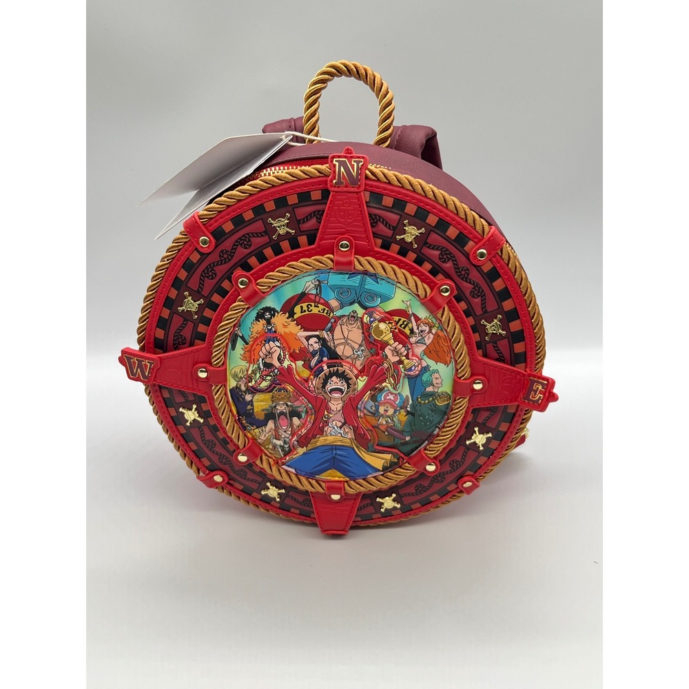 Loungefly One Piece Straw Hat Crew Compass Mini Backpack OPBK0015 Burgundy Red